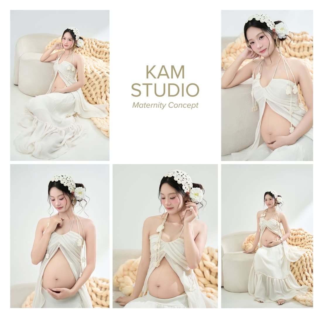Concept mẹ bầu tông trắng kem