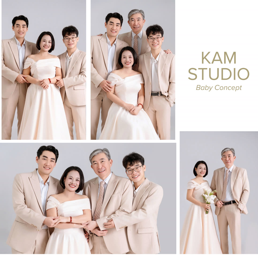 Concept chụp ảnh gia đình tông be kem