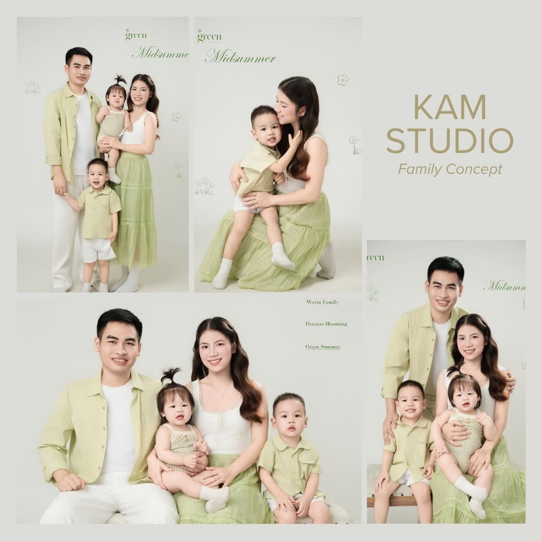 Concept gia đình tông xanh pastel
