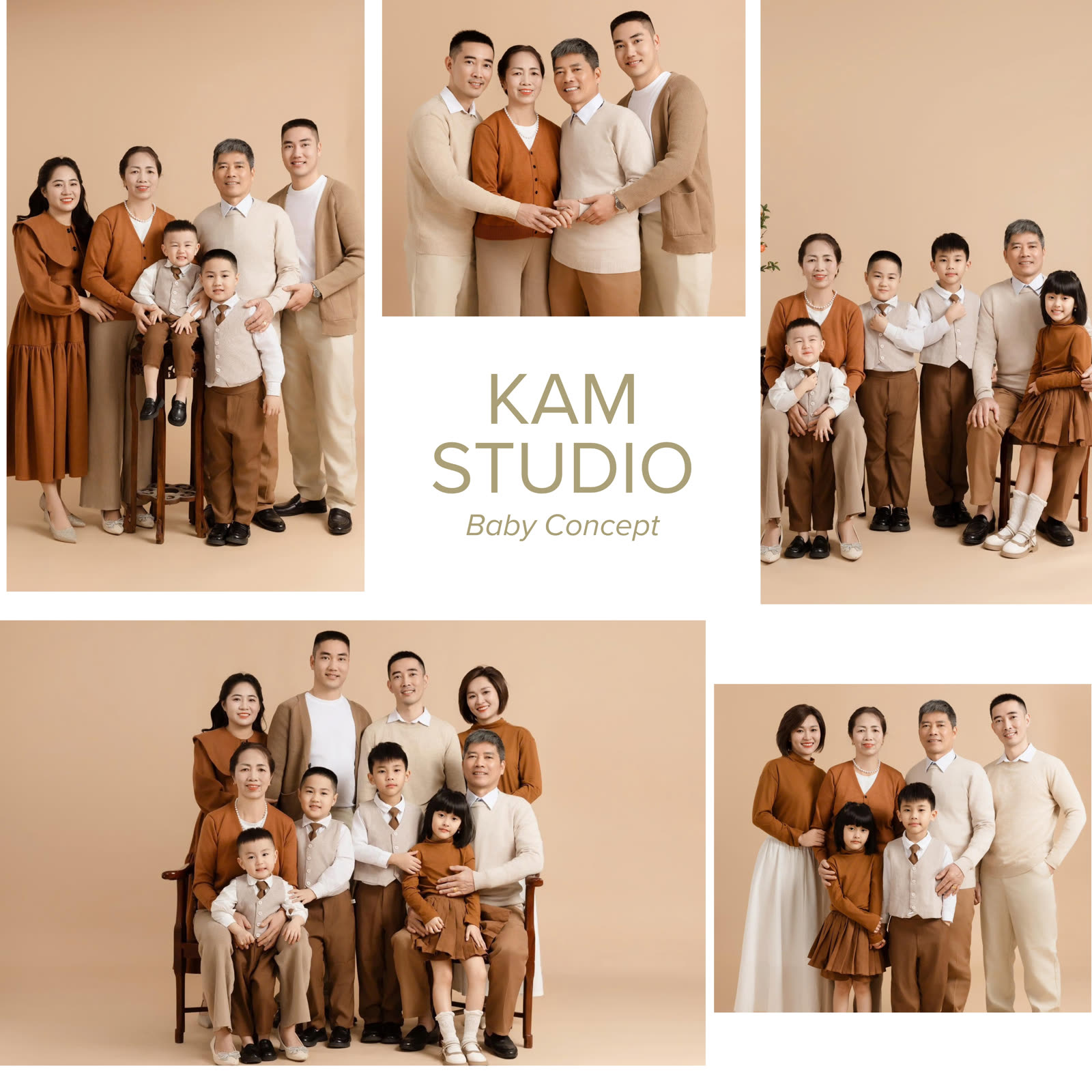 Gia đình chụp ảnh tại Kam Studio Ba Vì, tông nâu socola ấm